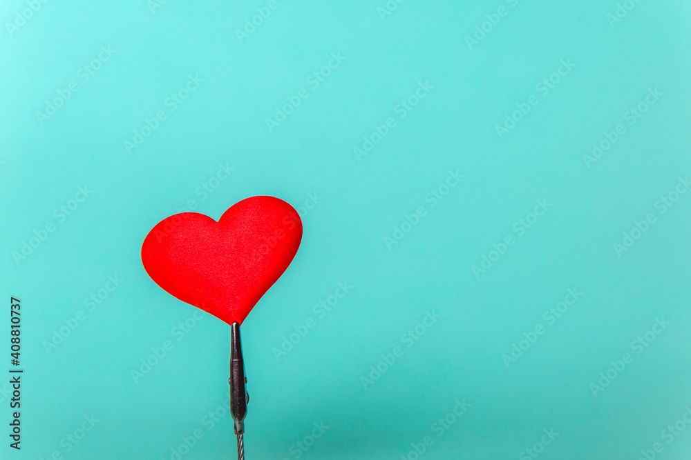 Red heart on a blue background