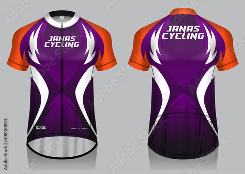 Jersey cycling template design uniform front and back view