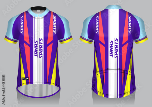 Jersey cycling template design uniform front and back view