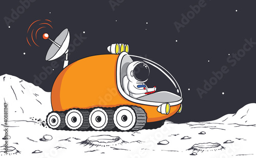 astronaut in lunar rover
