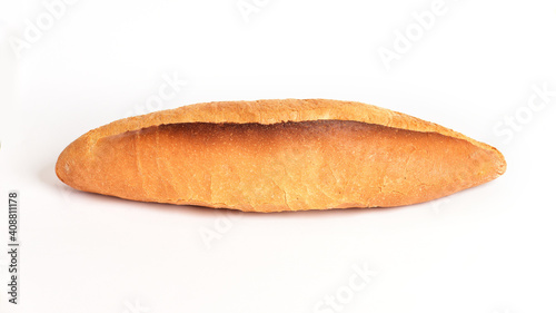 Canvas Print Bread. Traditional Turkish bread isolated on white background.