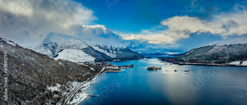 loch leven in the argyll region of the highlands of scotland during winter