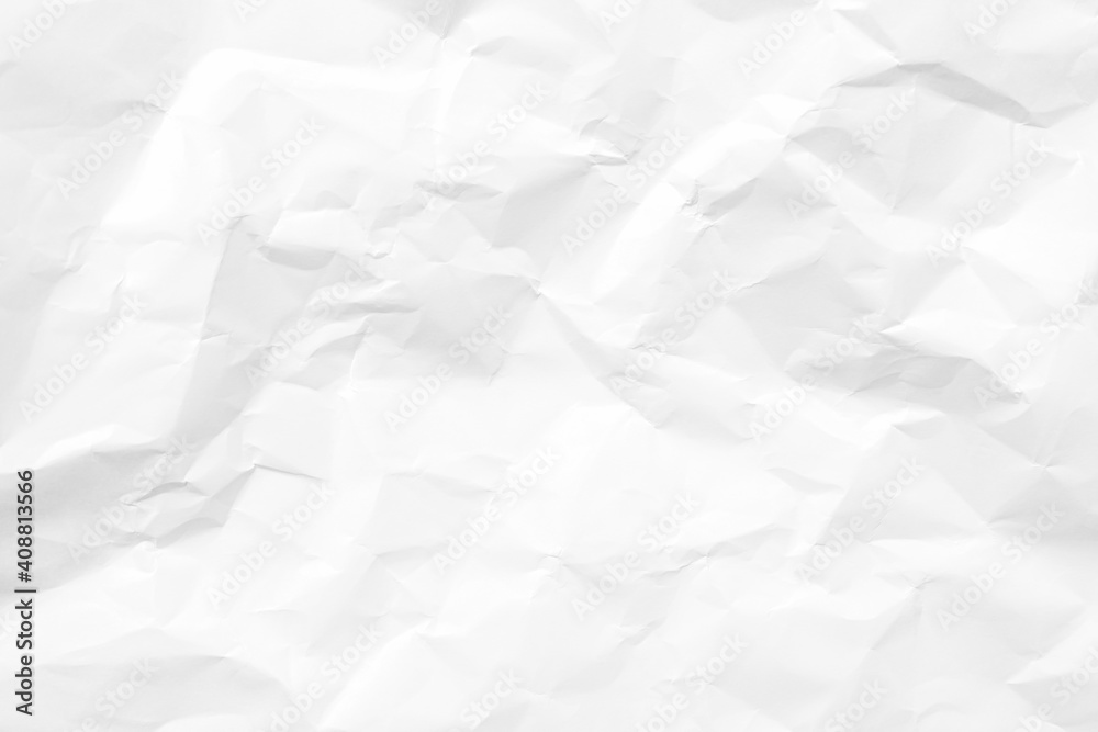 Naklejka premium White crumpled paper texture background. Clean white paper. Top view.