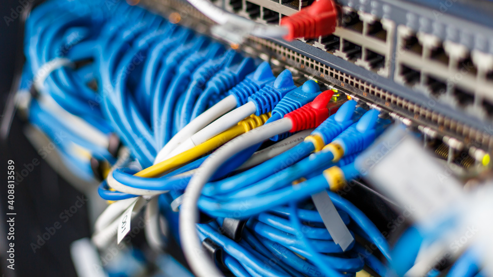 network cables connected in network switches hub network cables connected in network switches hub