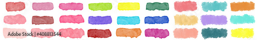 Set of pastel colorful watercolor brush isolate on white, vector.