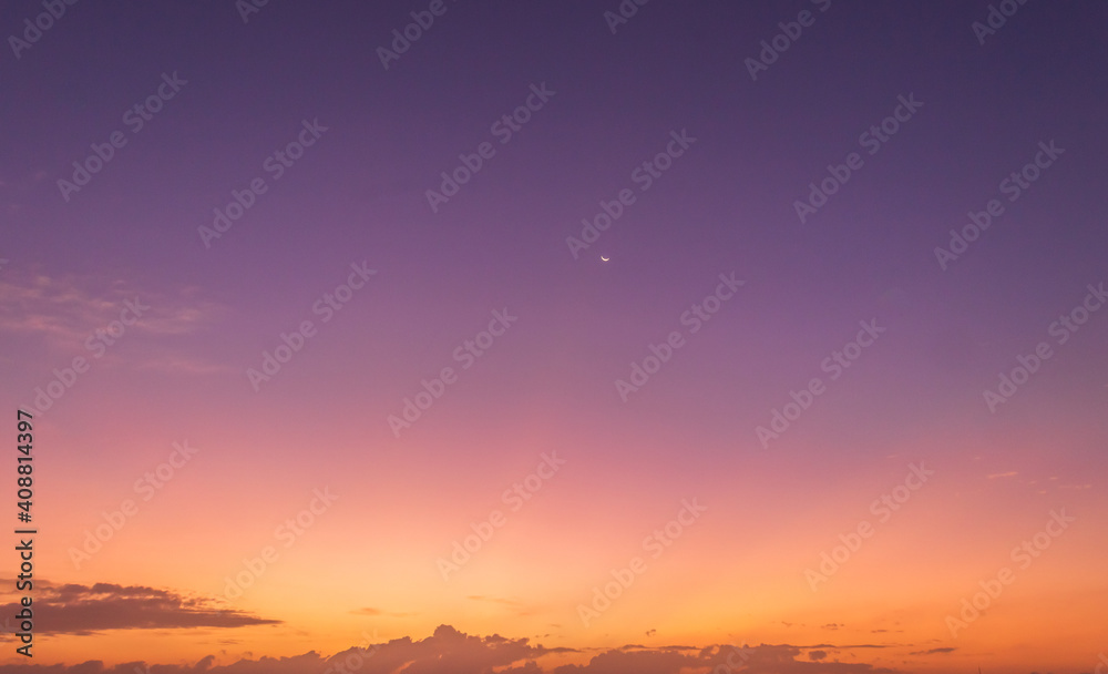 Evening sky on twilight with colorful sunlight nature background.