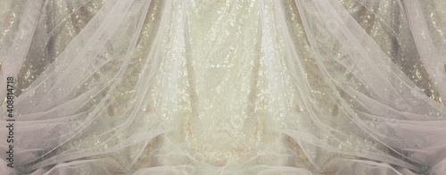 Wallpaper Mural Blue and gold vintage tulle chiffon texture background Torontodigital.ca
