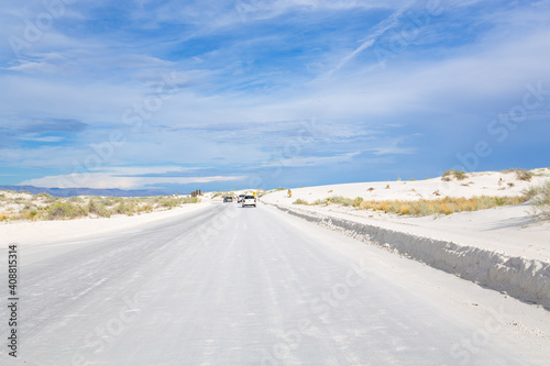 Rural road in White Sands National Monument  New Mexico  USA