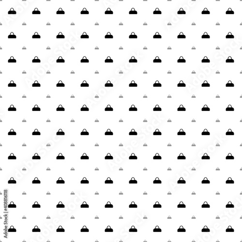 Square seamless background pattern from black sports bag symbols are different sizes and opacity. The pattern is evenly filled. Vector illustration on white background