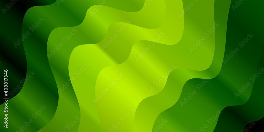 Light Green, Yellow vector background with bent lines.