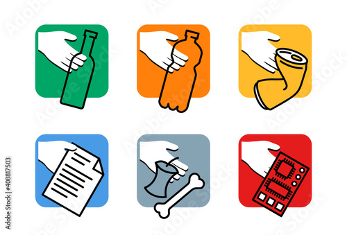 Waste sorting - glass, plastic, metal, paper, org