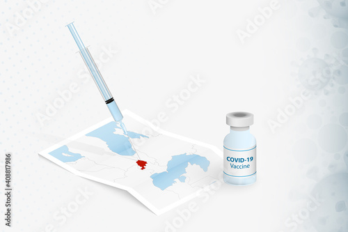 Armenia Vaccination, Injection with COVID-19 vaccine in Map of Armenia.