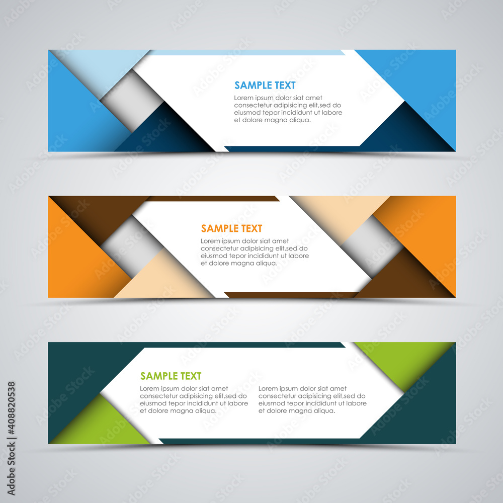 Collection colorful abstract banners with triangles and stripes template
