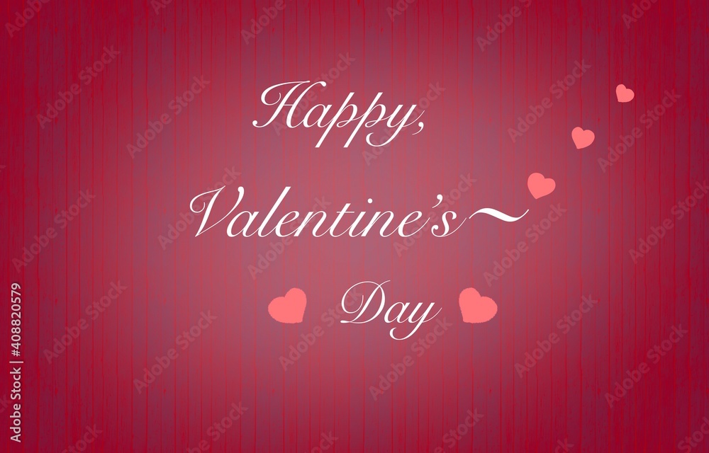 Valentine’s Day hand drawn style texture, pink hearts and red background color 