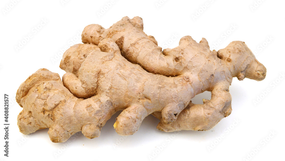 fresh ginger on a white background fresh ginger on a white background