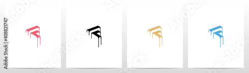 Dripping Surface On Letter Logo Design F