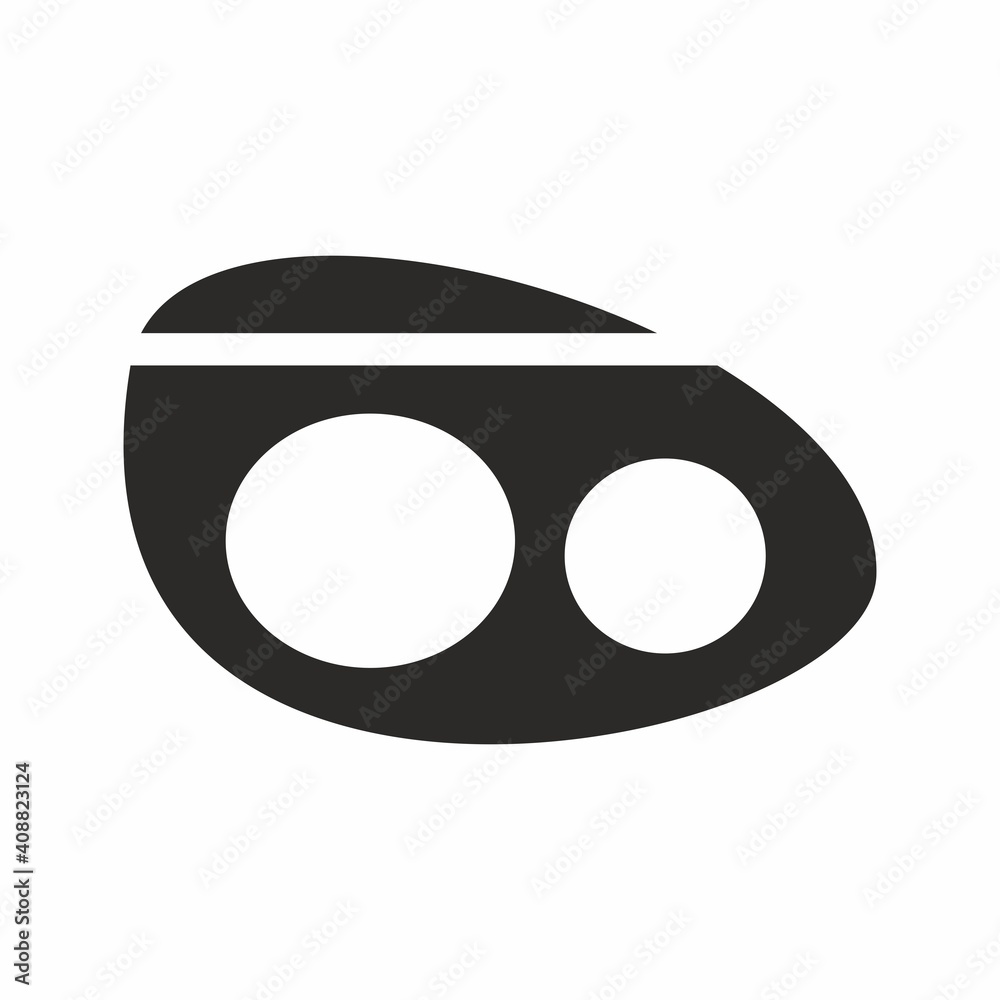 Car headlight, black icon on a white background. Car headlight, black icon on a white background.