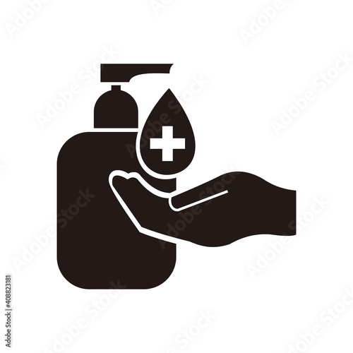 Disinfect and sanitise your hands vector icon on white background