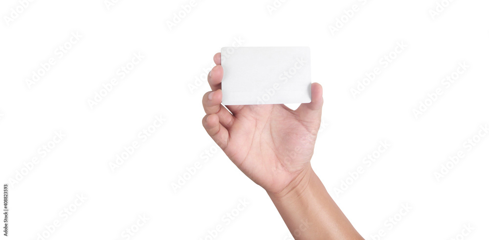 Close up of hand holding virtual card with. Credit card in hand Close up of hand holding virtual card with. Credit card in hand