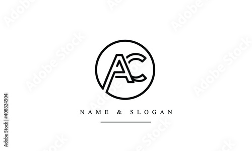 AC, CA, A, C Letter Logo Design with Creative Modern Trendy Typography