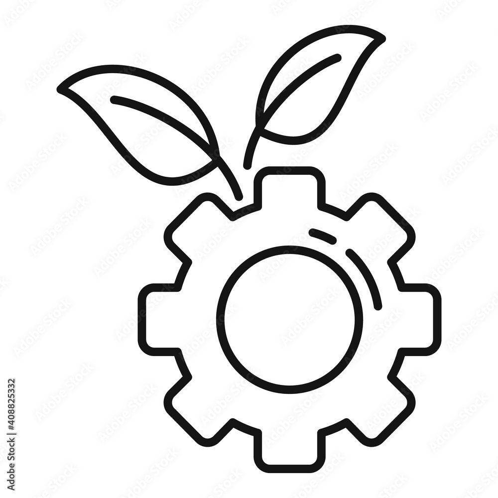 Eco gear wheel icon. Outline eco gear wheel vector icon for web design isolated on white background Eco gear wheel icon. Outline eco gear wheel vector icon for web design isolated on white background