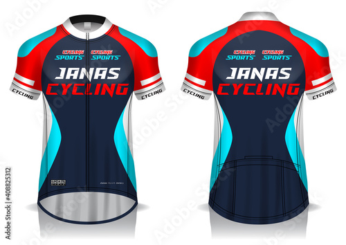 Jersey cycling template design uniform front and back view