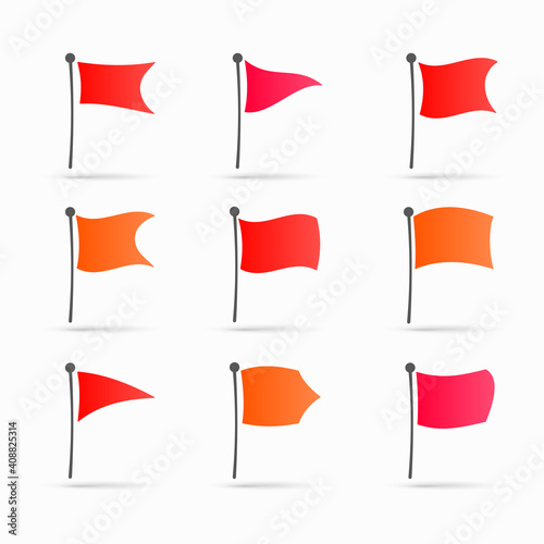 Set of red flag icons vector illustration