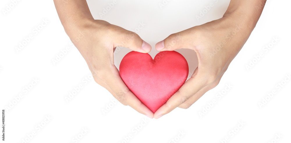 Hands holding red heart. heart health donation concepts Hands holding red heart. heart health donation concepts