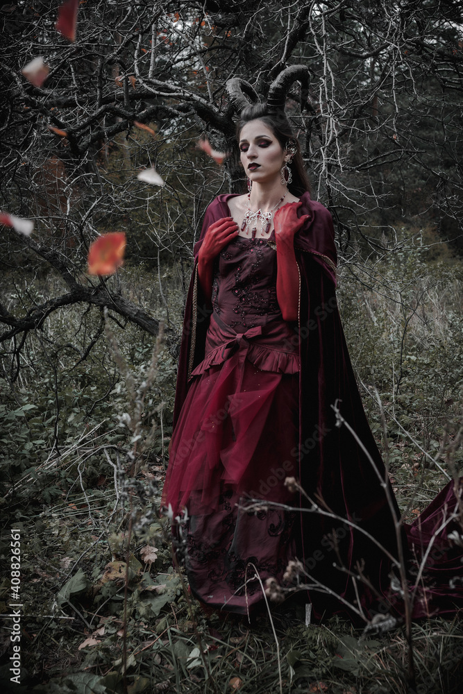 Dark fairy in the forest