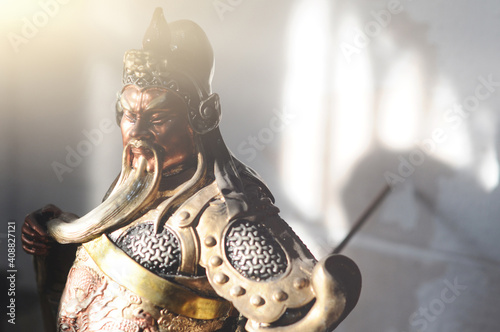 Принти на полотні God statue of Guan Yu in the temple