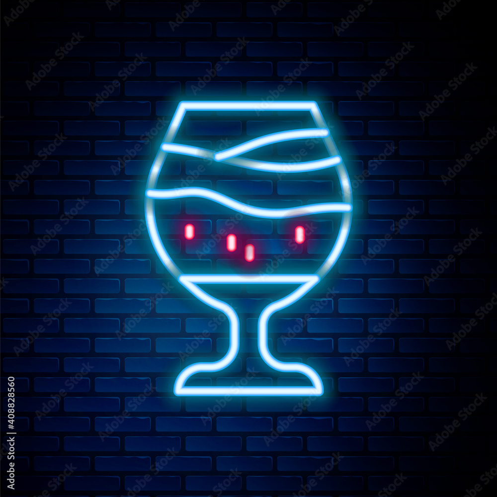 Glowing neon line Glass of beer icon isolated on brick wall background. Colorful outline concept. Vector. Glowing neon line Glass of beer icon isolated on brick wall background. Colorful outline concept. Vector.