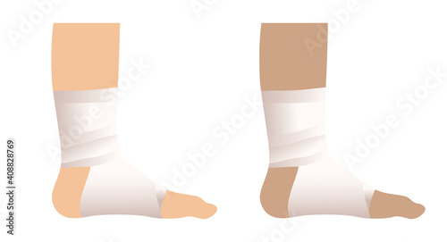 Elastic bandage, Foot medical and First Aid , health care illustration vector design.