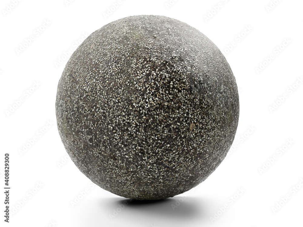 Fine-grainde gravel sphere on white background - obrazy, fototapety, plakaty 