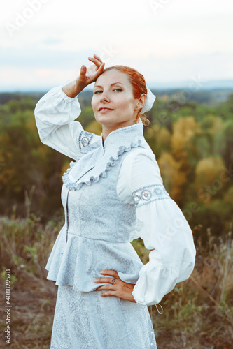 beautiful girl in vintage dress