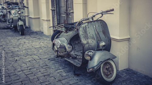 Vintage Scooter Parked In The Pavement