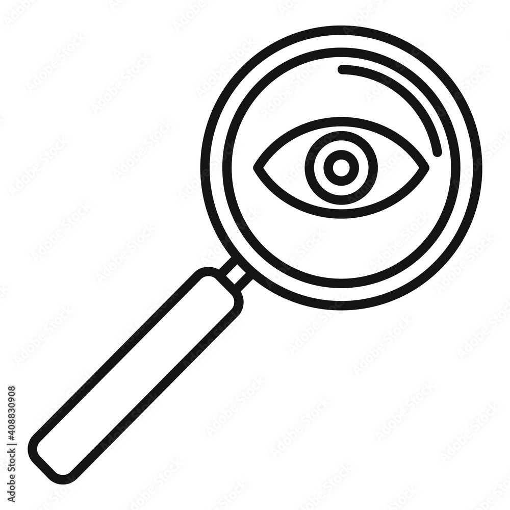 Investigator magnifier icon. Outline investigator magnifier vector icon for web design isolated on white background