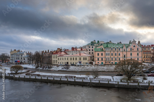 Vyborg, view of the historical city center in winter