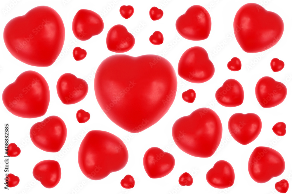 Concept de Saint-Valentin avec des coeurs sur fond blanc Concept de Saint-Valentin avec des coeurs sur fond blanc