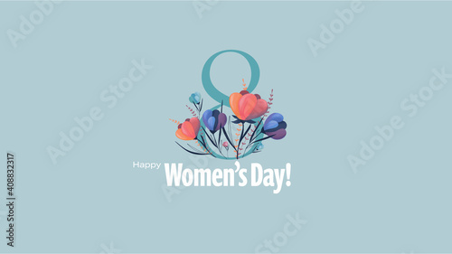 women's day, 8 March illustration, flower pattern