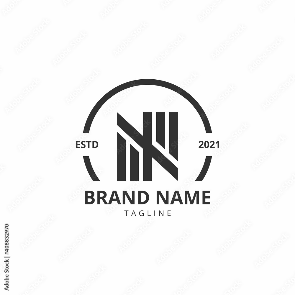 Simple Letter N NN Logo Monogram Vector Template