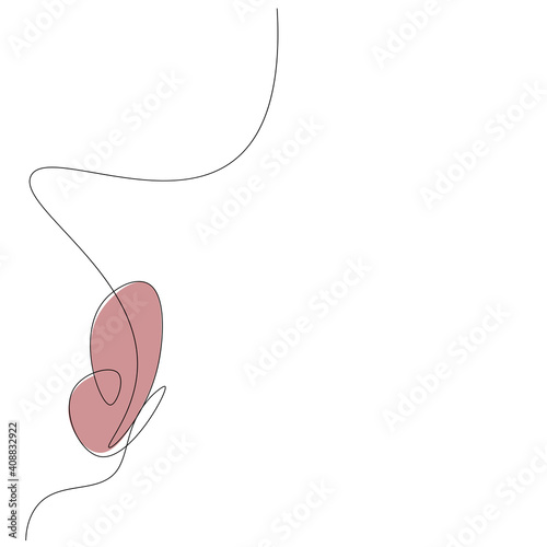 Butterfly fly line drawing, vector illustration