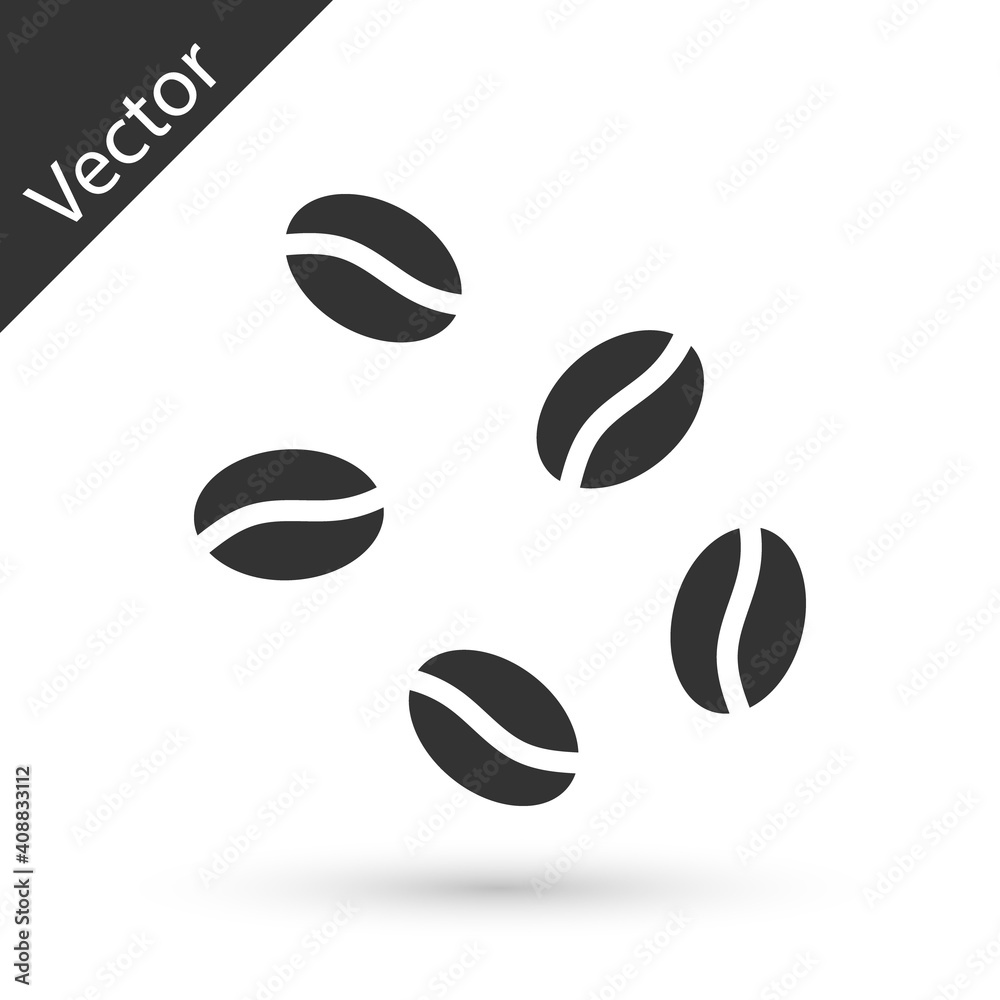 Grey Coffee beans icon isolated on white background. Vector. Grey Coffee beans icon isolated on white background. Vector.