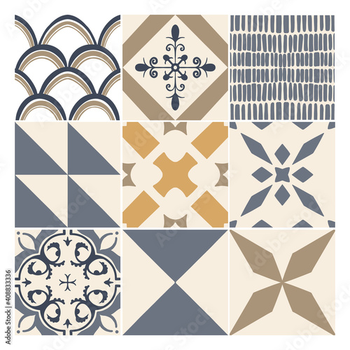 Abstract decorative tiles. Scandinavian tiles set