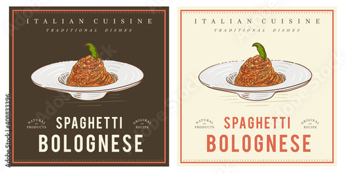 Spaghetti Bolognese on plate meat red sauce