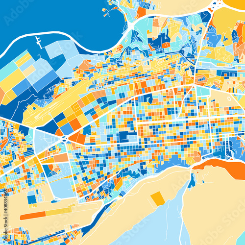 Art map of Barquisimeto, Venezuela in Blue Orange