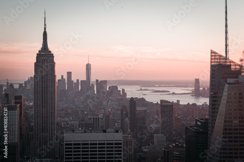 Manhattan and river Hudson view at sunset - New York  2018
