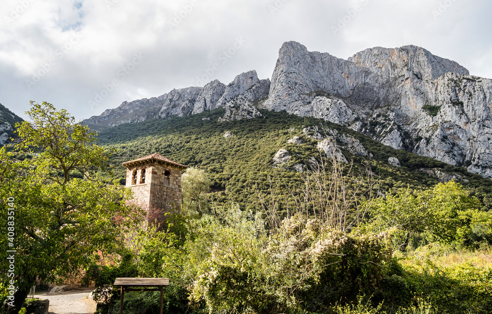 Santa Maria de Lebena small hermitage in Vega de Liebana, Cantabria, Spain. It was constructed in 925