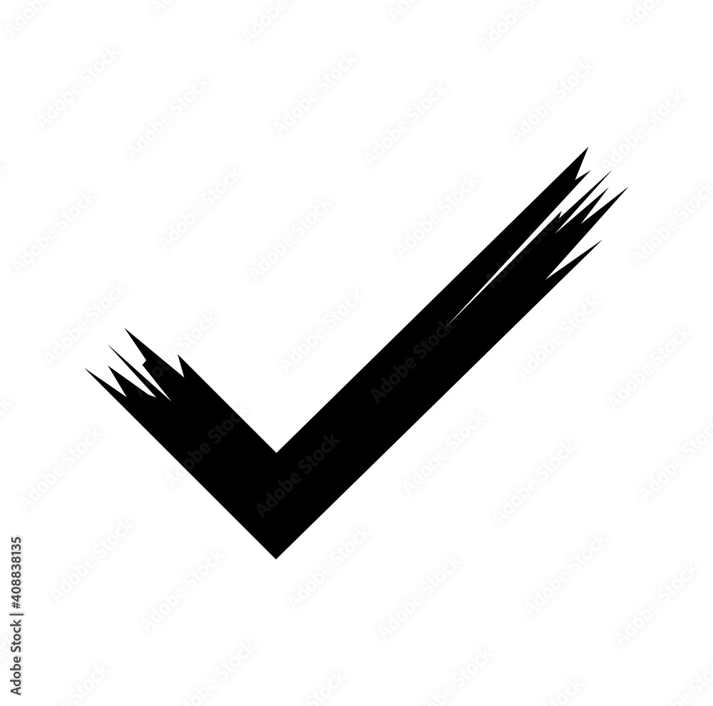 tick icon with modern brush style vector