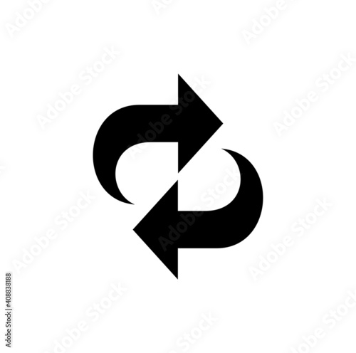 Undo and redo icon vector in black color isolated on white background