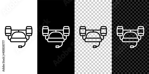Set line Beer helmet or hand free for drink icon isolated on black and white,transparent background. Vector.